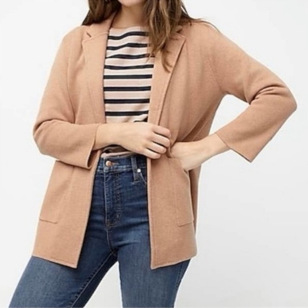 JCREW ELOISE CAMEL COTTON WOOL CARDIGAN SWEATER